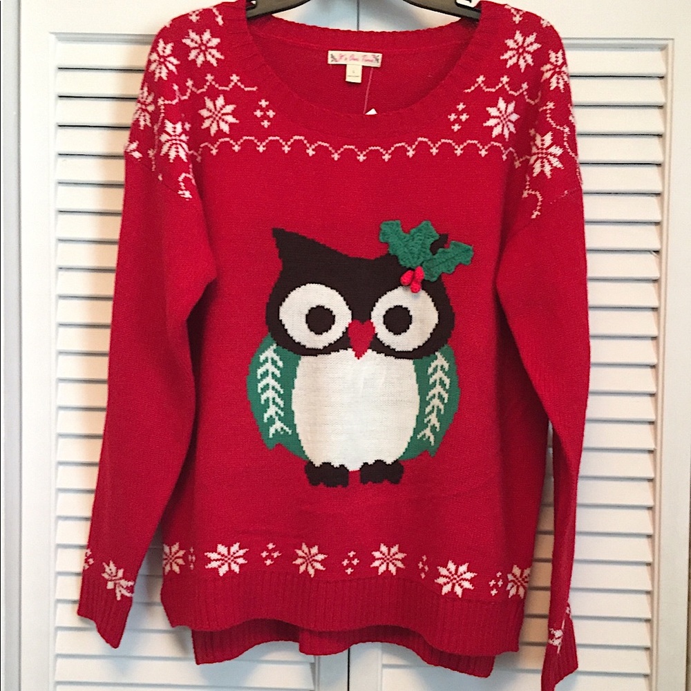 🎄 NWOT "It's Our Time" Christmas Owl Crewneck Sweater (L)🎄 - Picture 9 of 9